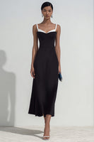 Load image into Gallery viewer, Simple Black and White Spaghetti Straps Sheath Maxi Formal Dress