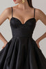 Load image into Gallery viewer, Black Satin A Line Spaghetti Straps Short Cocktail Dress