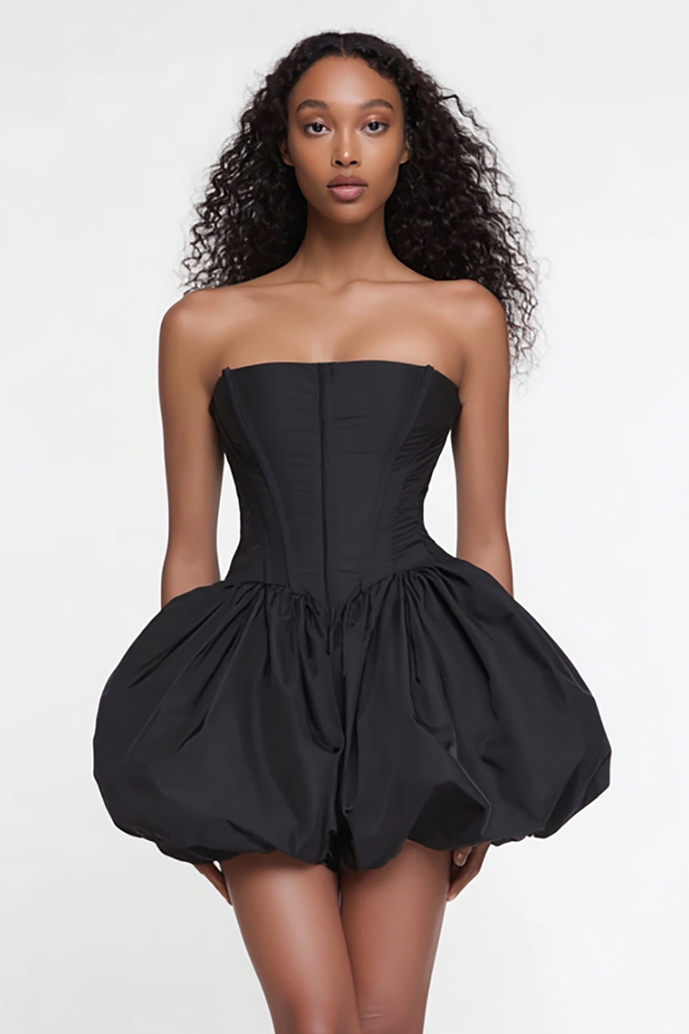 Simple Satin Corset Strapless A Line Little Black Dress