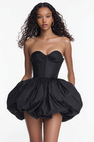 Load image into Gallery viewer, Simple Sweetheart Corset Satin A Line Little Black Dress