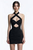 Load image into Gallery viewer, Tight Bodycon Halter Keyhole Ruched Little Black Dress