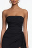 Load image into Gallery viewer, Simple Bodycon Strapless Chiffon Little Black Dress with Ruffles