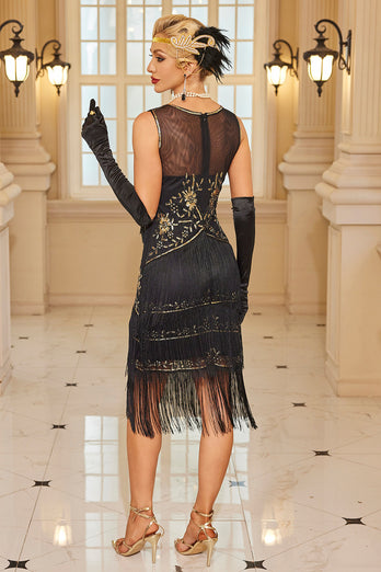 Sparkly Apricot Bodycon Fringed Short 1920s Dress with Sequins