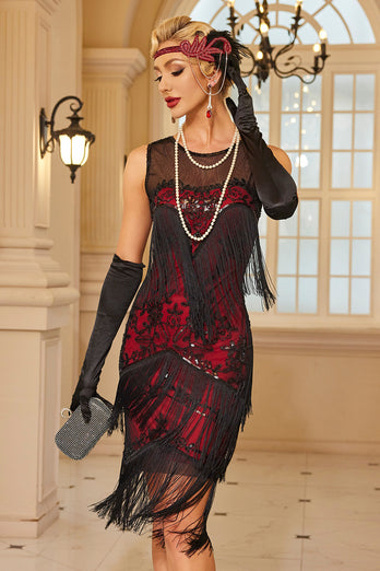 Sparkly Apricot Bodycon Fringed Short 1920s Dress with Sequins