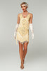Load image into Gallery viewer, Sparkly Apricot Bodycon Scoop Neck Short 1920s Dress with Fringes
