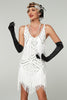 Load image into Gallery viewer, Sparkly Apricot Bodycon Scoop Neck Short 1920s Dress with Fringes