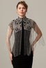 Load image into Gallery viewer, Sparkly Black Golden Beaded 1920s Cape with Fringes