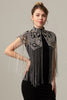 Load image into Gallery viewer, Sparkly Black Golden Beaded 1920s Cape with Fringes