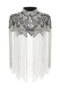Load image into Gallery viewer, Sparkly Black Golden Beaded 1920s Cape with Frings