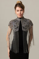 Load image into Gallery viewer, Sparkly Black Golden Fringed 1920s Cape with Beading