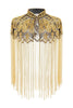 Load image into Gallery viewer, Sparkly Black Golden Beaded Fringed 1920s Cape