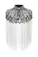 Load image into Gallery viewer, Sparkly Black Golden Beaded Fringed 1920s Cape