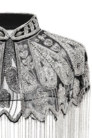Load image into Gallery viewer, Sparkly Black Golden Beaded Fringed 1920s Cape