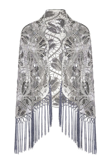 Sparkly Apricot Beaded Fringed 1920s Cape with Sequins