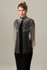 Load image into Gallery viewer, Sparkly Beaded Black Golden 1920s Cape with Fringes