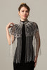 Load image into Gallery viewer, Sparkly Beaded Black Golden 1920s Cape with Fringes