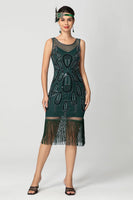 Load image into Gallery viewer, Sparkly Black Fringed Bodycon Beaded Short 1920s Dress with Sequins