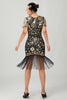 Load image into Gallery viewer, Sparkly Black Sequins Short Sleeves Flapper Dress with Fringes
