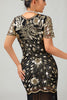 Load image into Gallery viewer, Sparkly Black Sequins Short Sleeves Flapper Dress with Fringes