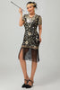 Load image into Gallery viewer, Sparkly Black Sequins Short Sleeves Flapper Dress with Fringes