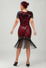 Load image into Gallery viewer, Sparkly Black Sequins Short Sleeves Flapper Dress with Fringes