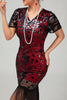 Load image into Gallery viewer, Sparkly Black Sequins Short Sleeves Flapper Dress with Fringes