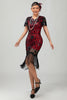 Load image into Gallery viewer, Sparkly Black Sequins Short Sleeves Flapper Dress with Fringes