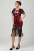Load image into Gallery viewer, Sparkly Black Sequins Short Sleeves Flapper Dress with Fringes