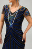 Load image into Gallery viewer, Sparkly Black Blue Sequins Bodycon Short 1920s Dress with Sleeves