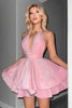 Load image into Gallery viewer, Glitter A Line Short Black Halter Tiered Homecoming Dress
