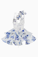 Load image into Gallery viewer, Pink Floral A Line Short Tiered Homecoming Dress with Ruffles