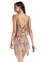 Load image into Gallery viewer, Sparkly Short Black Tiered Tight Homecoming Dress with Fringes