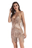 Load image into Gallery viewer, Sparkly Short Black Tiered Tight Homecoming Dress with Fringes