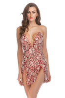 Load image into Gallery viewer, Sparkly Short Black Tight Sequin Homecoming Dress with Slit