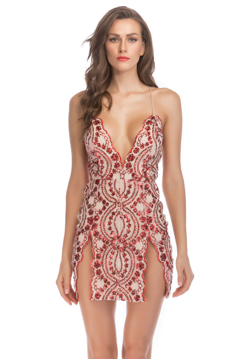 Load image into Gallery viewer, Sparkly Short Black Tight Sequin Homecoming Dress with Slit