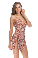 Load image into Gallery viewer, Sparkly Short Black Tight Sequin Homecoming Dress with Slit