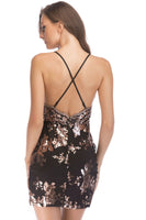 Load image into Gallery viewer, Sparkly Short Black Tight Sequin Homecoming Dress with Slit