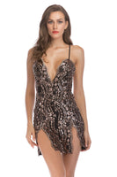 Load image into Gallery viewer, Sparkly Short Black Tight Sequin Homecoming Dress with Slit