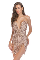 Load image into Gallery viewer, Sparkly Short Black Tight Sequin Homecoming Dress with Slit