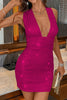 Load image into Gallery viewer, Sparkly Short Fuchsia Sequin Tight Homecoming Dress with Bow
