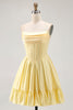 Load image into Gallery viewer, Sparkly Yellow A Line Beaded Short Corset Homecoming Dress