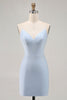 Load image into Gallery viewer, Sparkly Blue Backless Beaded Tight Short Homecoming Dress