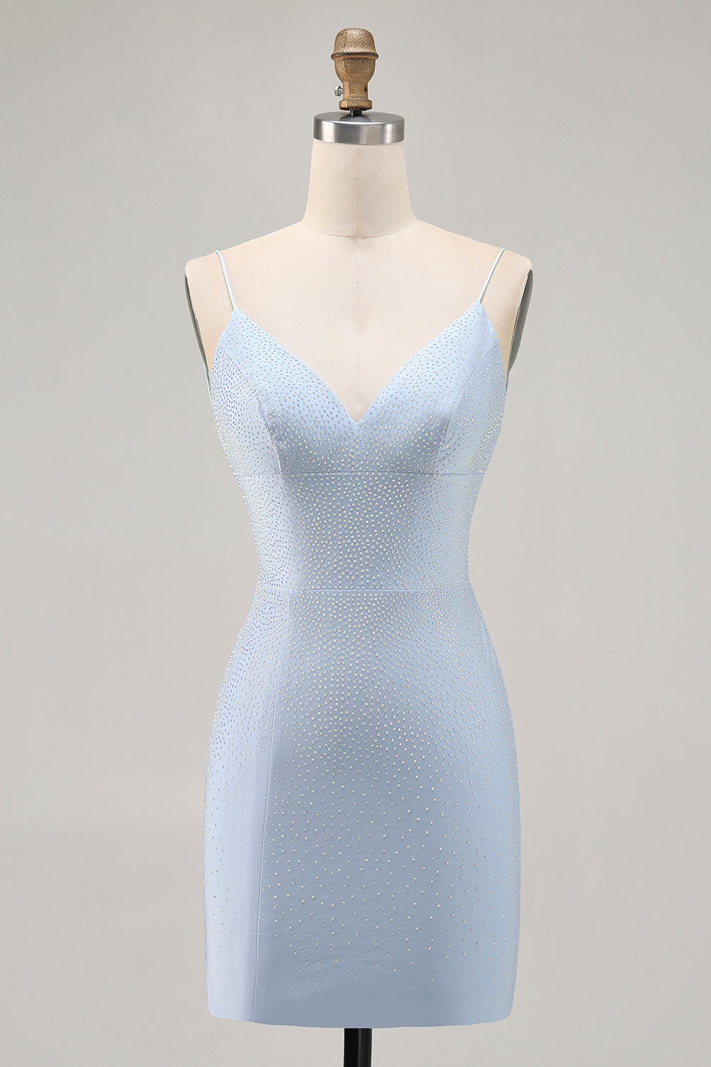 Sparkly Blue Backless Beaded Tight Short Homecoming Dress