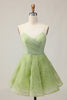 Load image into Gallery viewer, Green Spaghetti Straps A Line Short Homecoming Dress