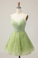 Load image into Gallery viewer, Green Spaghetti Straps A Line Short Homecoming Dress