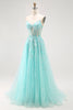 Load image into Gallery viewer, Sparkly Green A Line Long Corset Prom Dress with Lace