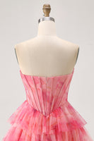 Load image into Gallery viewer, Sparkly Floral Red Beaded Short Corset Homecoming Dress with Ruffles