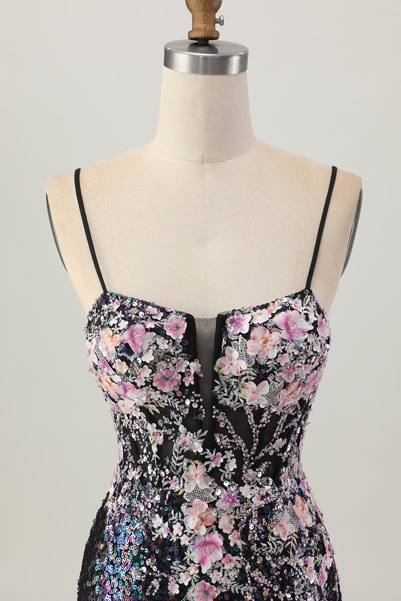 Load image into Gallery viewer, Sparkly Floral White Sequins Tight Short Corset Homecoming Dress
