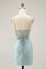 Load image into Gallery viewer, Sparkly Grey Green Tight Short Corset Homecoming Dress with Beading