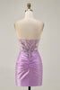 Load image into Gallery viewer, Sparkly Grey Green Tight Short Corset Homecoming Dress with Beading